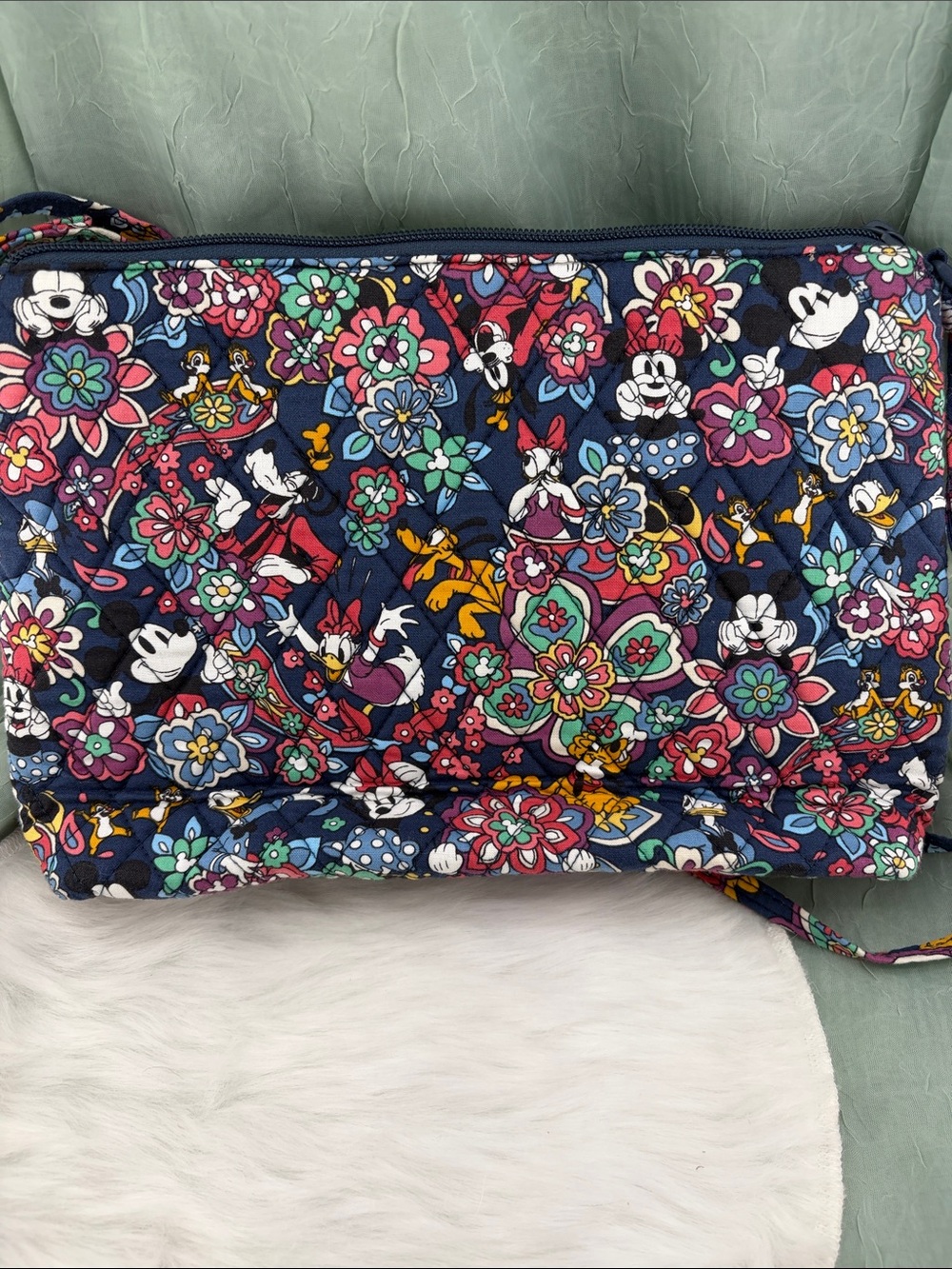 Vera Bradley Disney Mickey & Friends Playful Navy Floral Paisley Quilted Bag - Picture 2 of 16
